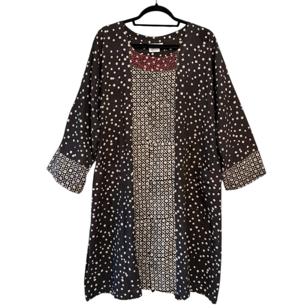 Marketplace Handiwork of India Tunic Dress Black Mixed Pattern Size 1X